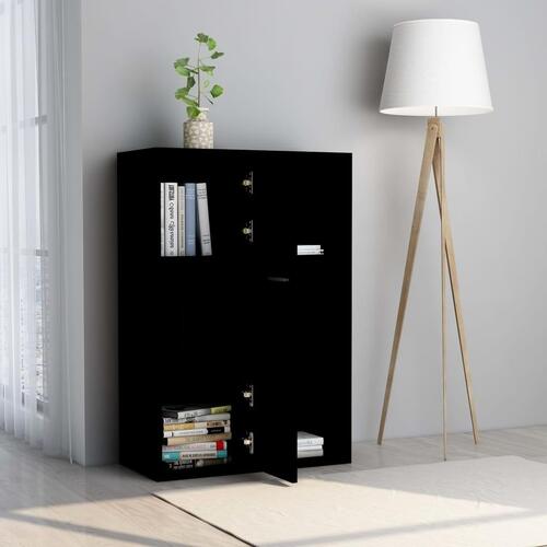 Kontorreol 60x29,5x90 cm konstrueret træ sort