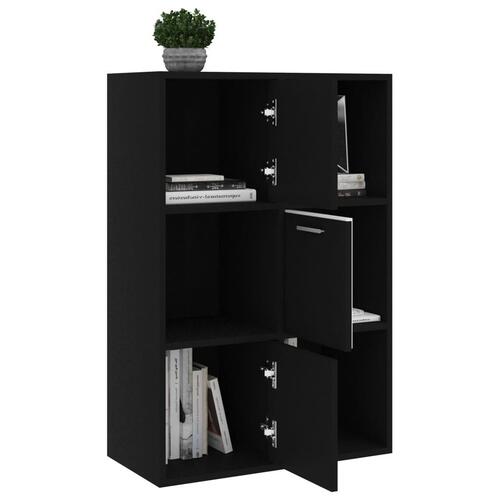 Kontorreol 60x29,5x90 cm konstrueret træ sort