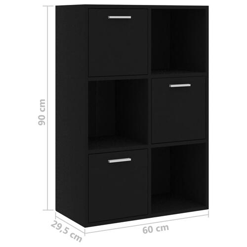 Kontorreol 60x29,5x90 cm konstrueret træ sort