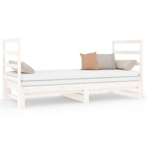Daybed med udtræk 2x(90x190) cm massivt fyrretræ hvid