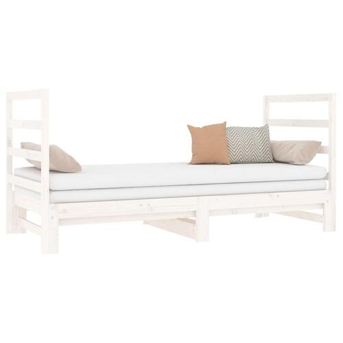 Daybed med udtræk 2x(90x190) cm massivt fyrretræ hvid