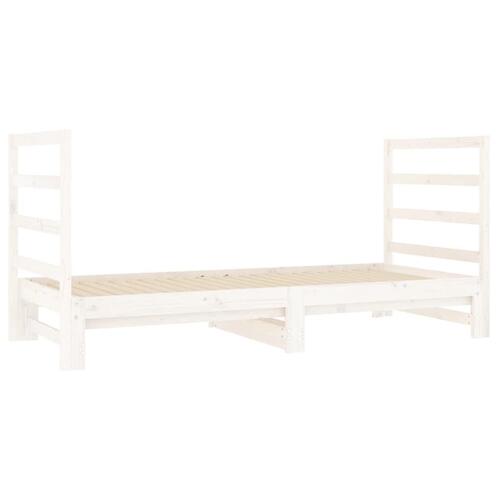 Daybed med udtræk 2x(90x190) cm massivt fyrretræ hvid