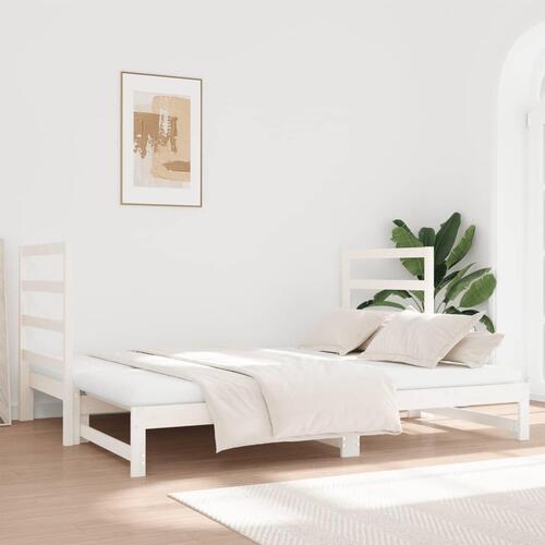 Daybed med udtræk 2x(90x190) cm massivt fyrretræ hvid