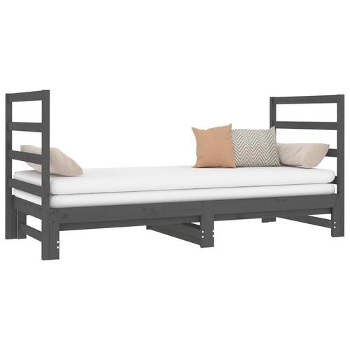 Daybed med udtræk 2x(90x190) cm massivt fyrretræ grå