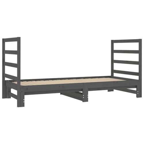 Daybed med udtræk 2x(90x190) cm massivt fyrretræ grå
