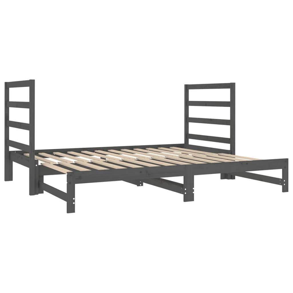 Daybed med udtræk 2x(90x190) cm massivt fyrretræ grå