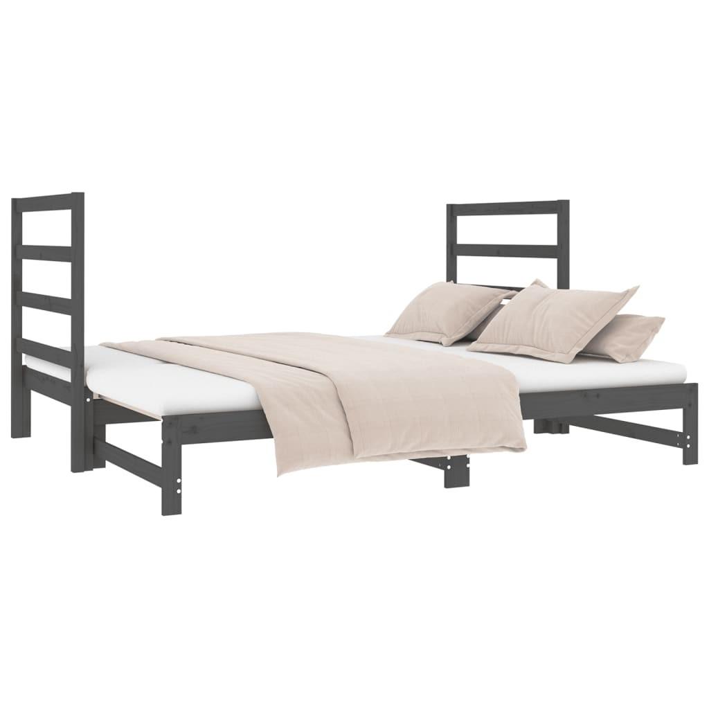 Daybed med udtræk 2x(90x190) cm massivt fyrretræ grå