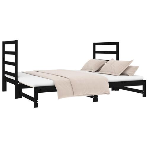 Daybed med udtræk 2x(90x190) cm massivt fyrretræ sort