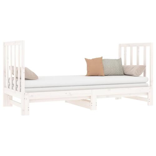 Daybed med udtræk 2x(90x190) cm massivt fyrretræ hvid