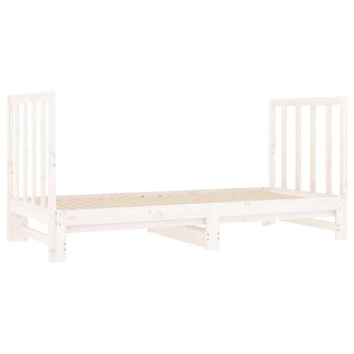 Daybed med udtræk 2x(90x190) cm massivt fyrretræ hvid