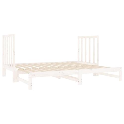 Daybed med udtræk 2x(90x190) cm massivt fyrretræ hvid