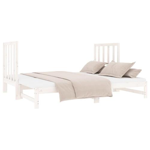 Daybed med udtræk 2x(90x190) cm massivt fyrretræ hvid