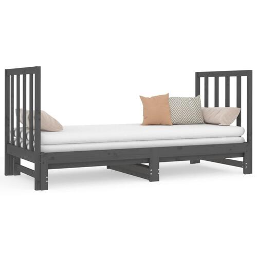 Daybed med udtræk 2x(90x190) cm massivt fyrretræ grå