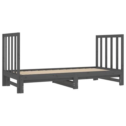Daybed med udtræk 2x(90x190) cm massivt fyrretræ grå