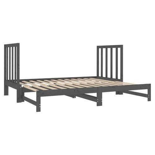 Daybed med udtræk 2x(90x190) cm massivt fyrretræ grå