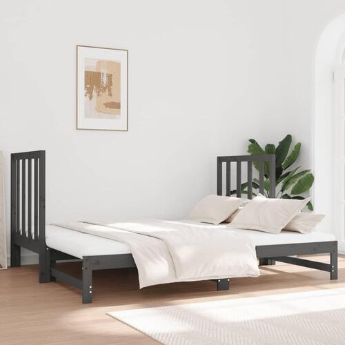 Daybed med udtræk 2x(90x190) cm massivt fyrretræ grå