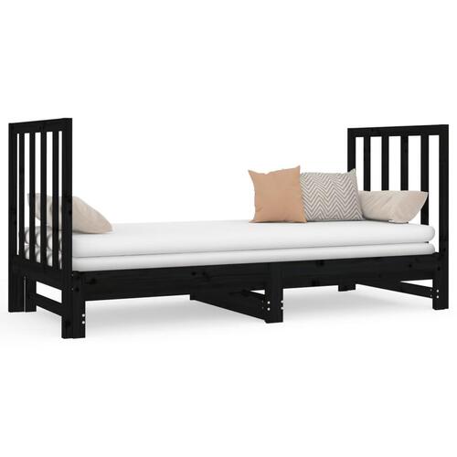 Daybed med udtræk 2x(90x190) cm massivt fyrretræ sort