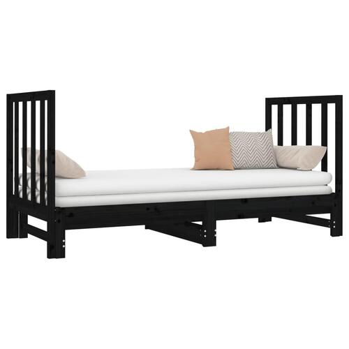 Daybed med udtræk 2x(90x190) cm massivt fyrretræ sort