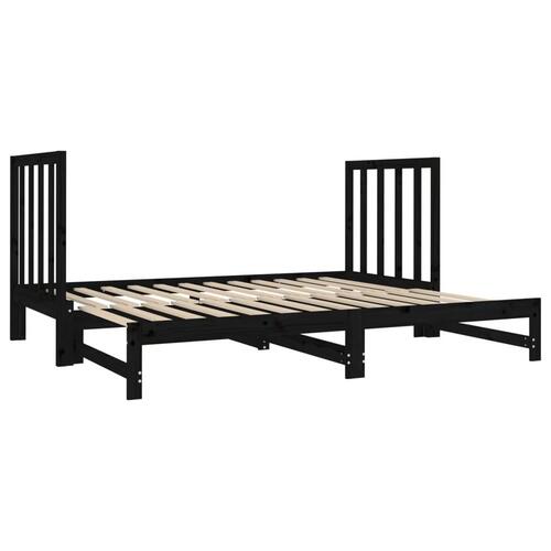Daybed med udtræk 2x(90x190) cm massivt fyrretræ sort