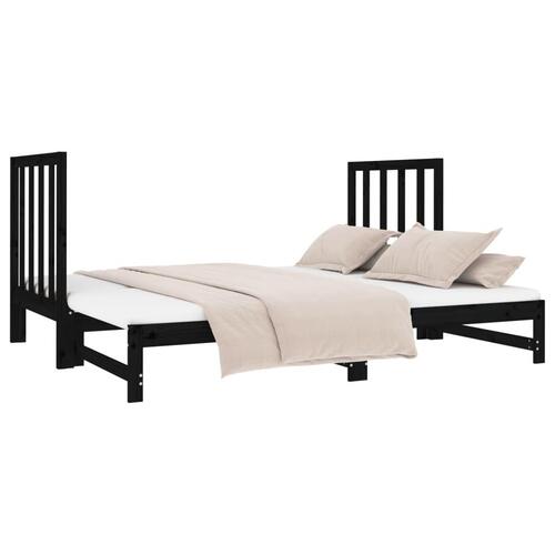 Daybed med udtræk 2x(90x190) cm massivt fyrretræ sort