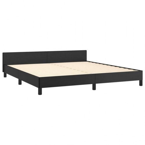Sengeramme med sengegavl 160x200 cm i sort kunstlæder