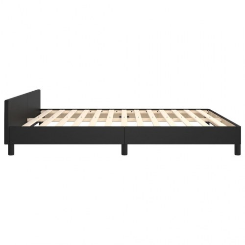 Sengeramme med sengegavl 160x200 cm i sort kunstlæder