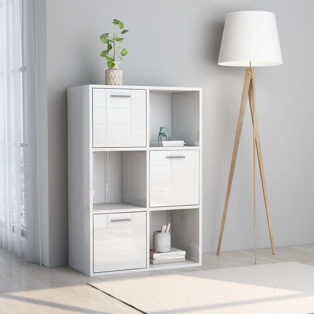 Opbevaringsskab 60x29,5x90 cm konstrueret træ hvid højglans