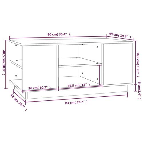 Sofabord 90x49x40,5 cm massivt fyrretræ