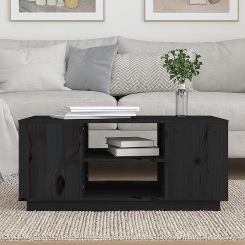 Sofabord 90x49x40,5 cm massivt fyrretræ sort