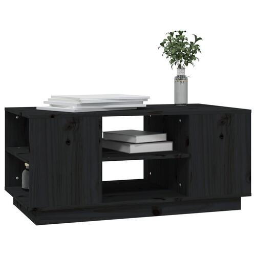 Sofabord 90x49x40,5 cm massivt fyrretræ sort