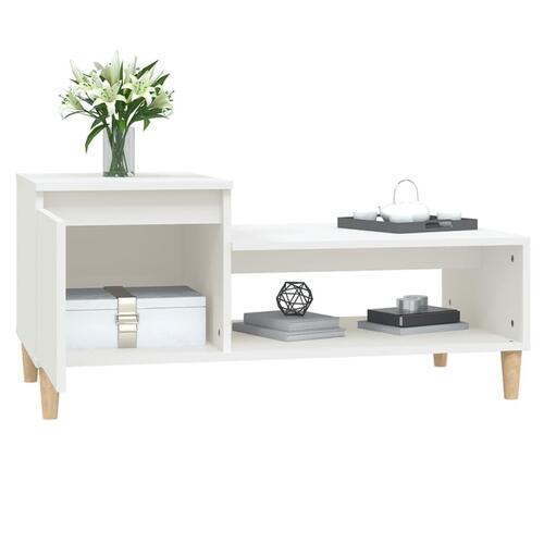 Sofabord 100x50x45 cm konstrueret træ hvid
