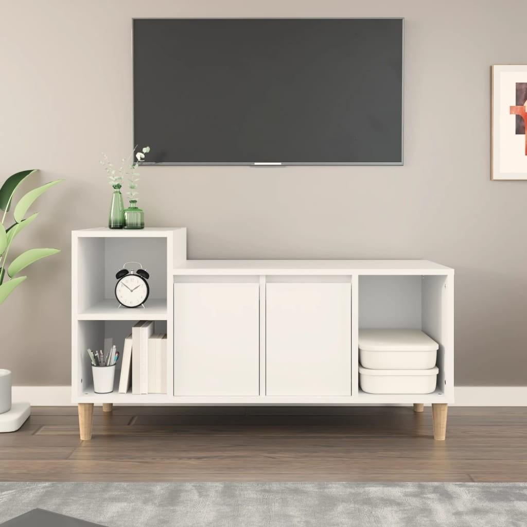 Tv-bord 100x35x55 cm konstrueret træ hvid