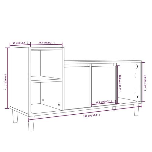 Tv-bord 100x35x55 cm konstrueret træ hvid