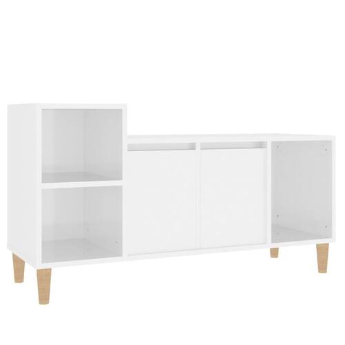 Tv-bord 100x35x55 cm konstrueret træ hvid højglans
