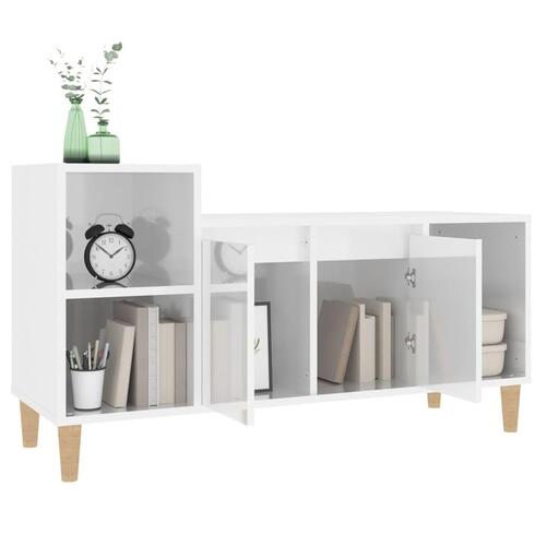 Tv-bord 100x35x55 cm konstrueret træ hvid højglans