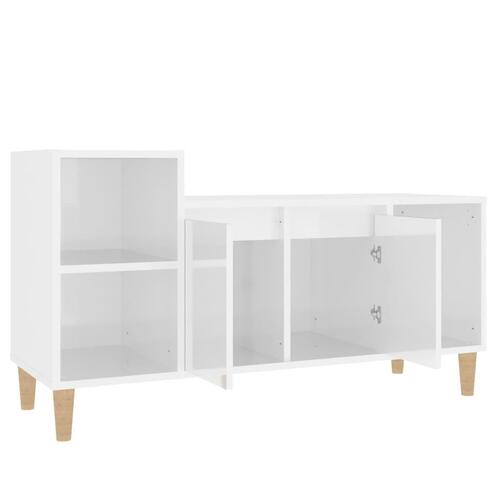 Tv-bord 100x35x55 cm konstrueret træ hvid højglans