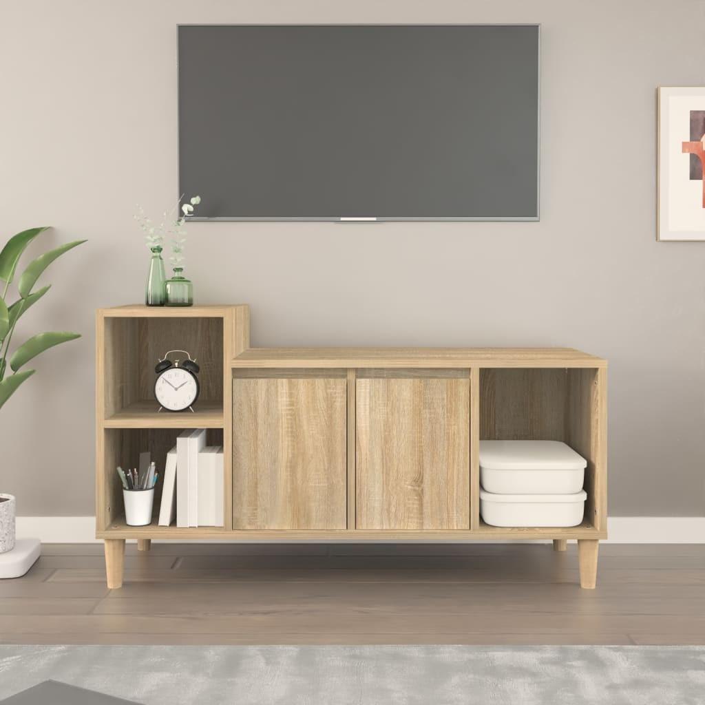 Tv-bord 100x35x55 cm konstrueret træ sonoma-eg