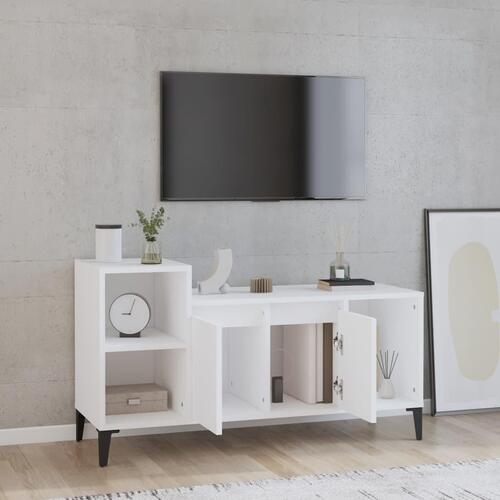 Tv-bord 100x35x55 cm konstrueret træ hvid