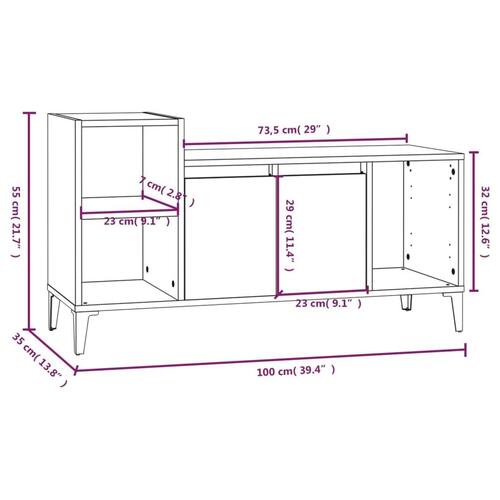 Tv-bord 100x35x55 cm konstrueret træ hvid