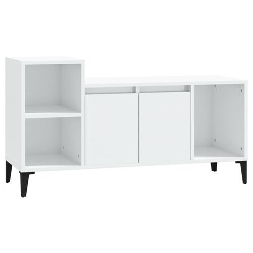 Tv-bord 100x35x55 cm konstrueret træ hvid højglans