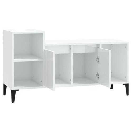Tv-bord 100x35x55 cm konstrueret træ hvid højglans