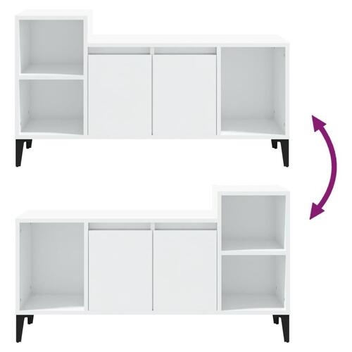 Tv-bord 100x35x55 cm konstrueret træ hvid højglans