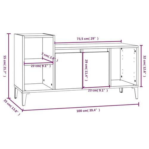 Tv-bord 100x35x55 cm konstrueret træ hvid højglans