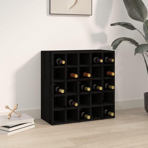 Vinreol 56x25x56 cm massivt fyrretræ sort
