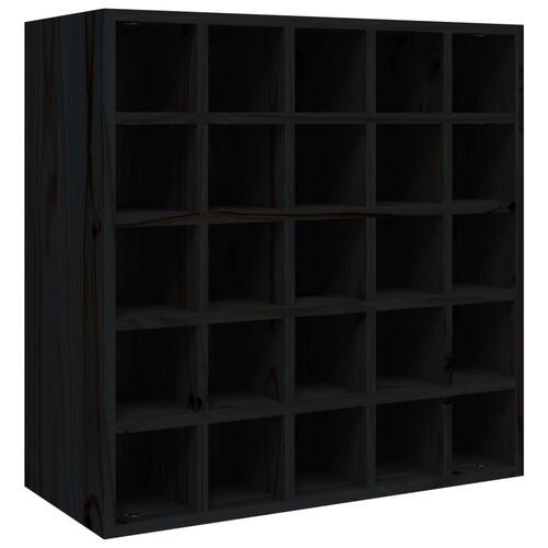 Vinreol 56x25x56 cm massivt fyrretræ sort