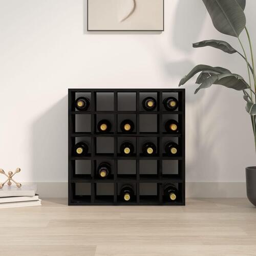 Vinreol 56x25x56 cm massivt fyrretræ sort