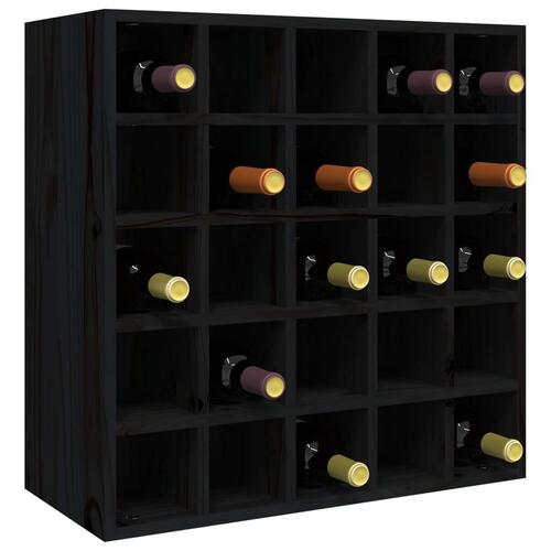 Vinreol 56x25x56 cm massivt fyrretræ sort