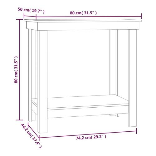 Arbejdsbord 80x50x80 cm massivt fyrretræ gyldenbrun