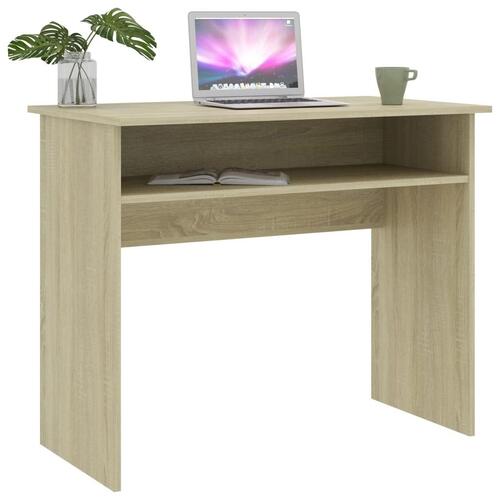 Skrivebord 90x50x74 cm konstrueret træ sonoma-eg