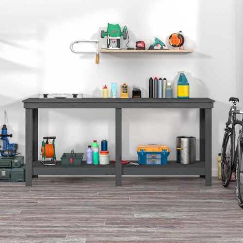 Arbejdsbord 180x50x80 cm massivt fyrretræ grå
